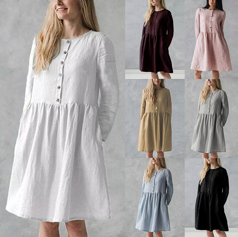 Robe décontractée pour femmes avec fermeture à boutons et jupe volumineuse Chic und Stil