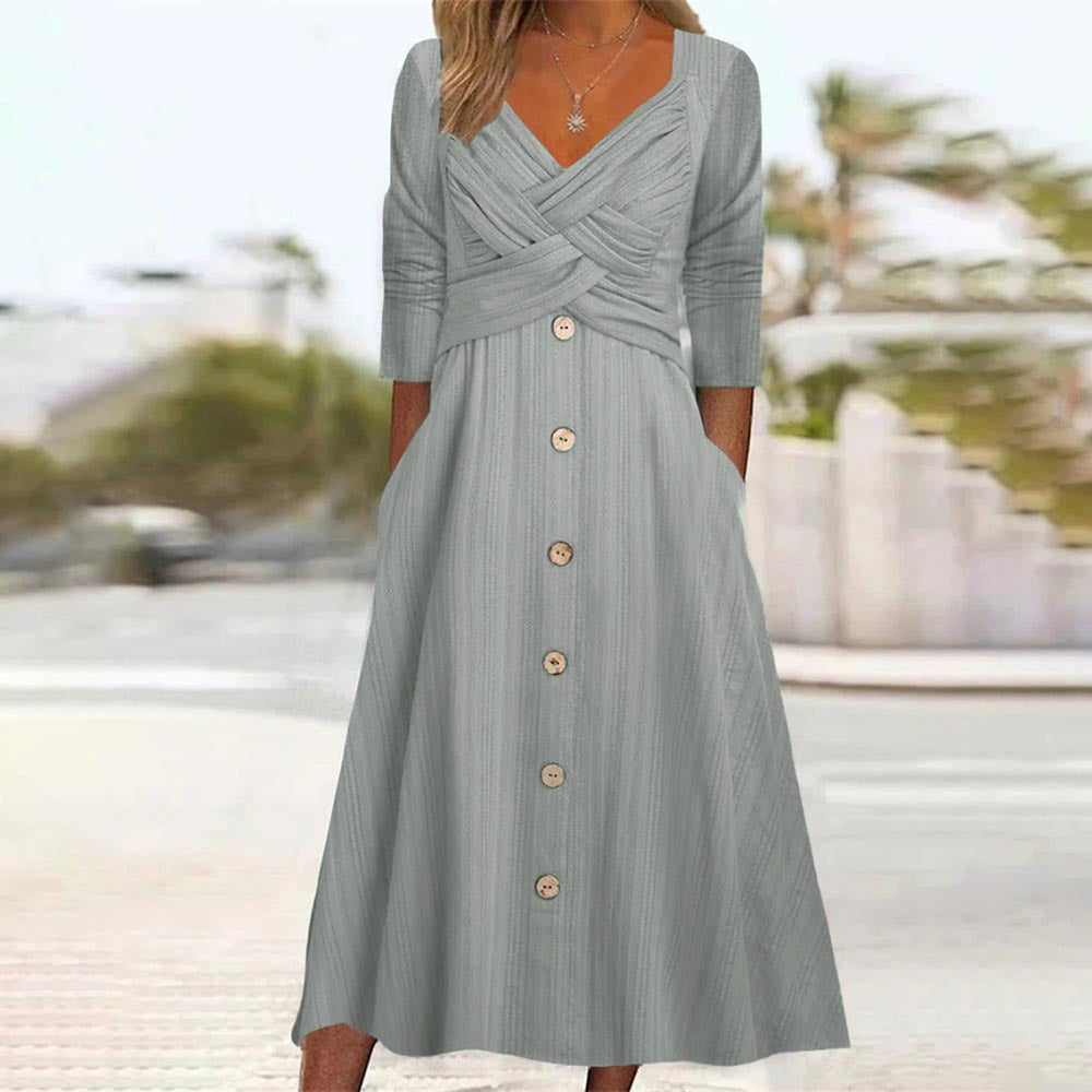 Robe maxi à boutons pour femmes avec détail de haut croisé Chic und Stil