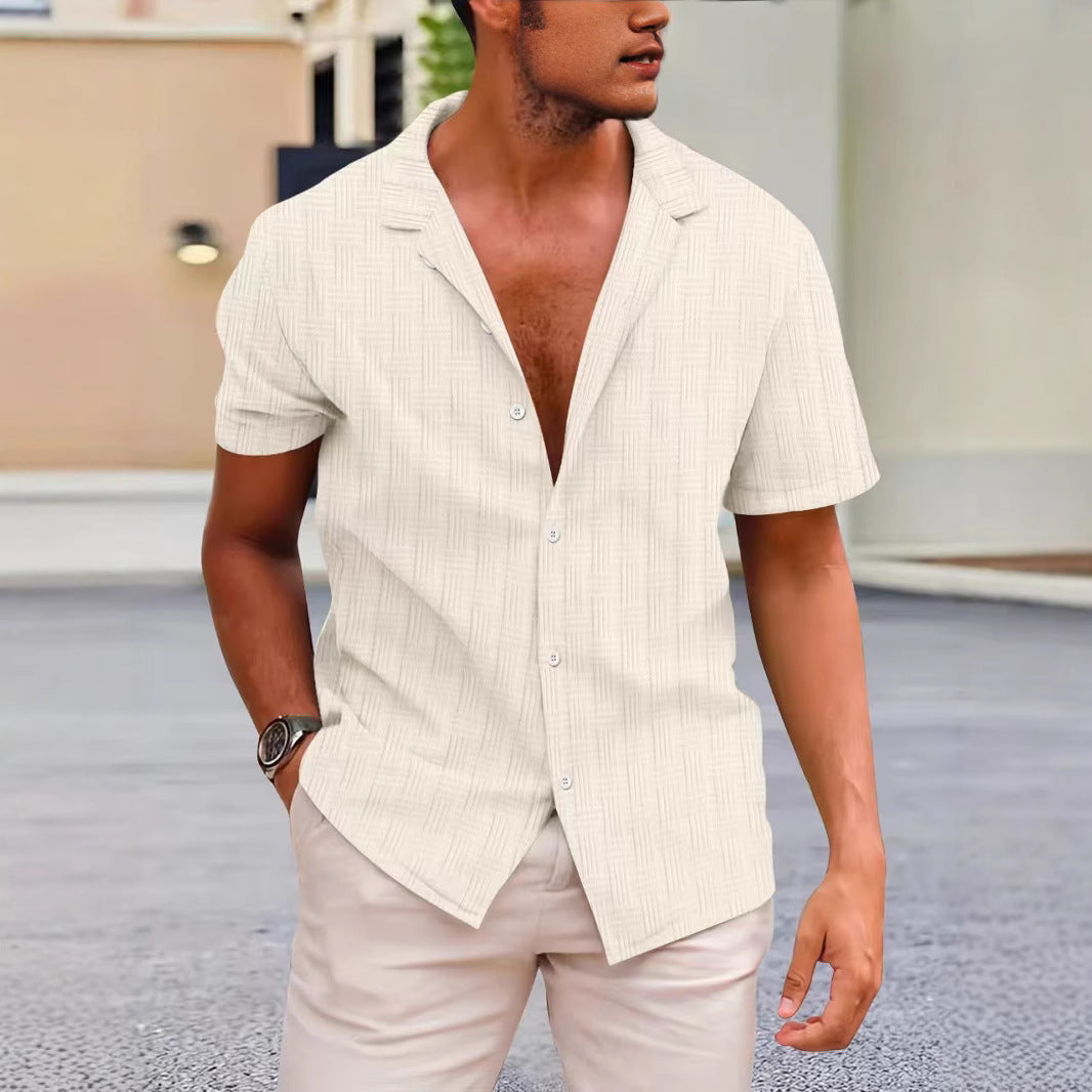 Chemise mode à manches courtes pour hommes avec un design de texture moderne Chic und Stil