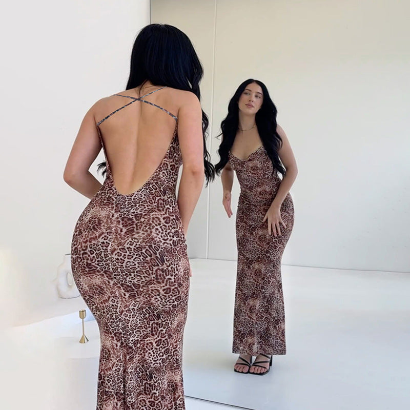 Robe maxi bodycon imprimé animal Chic und Stil