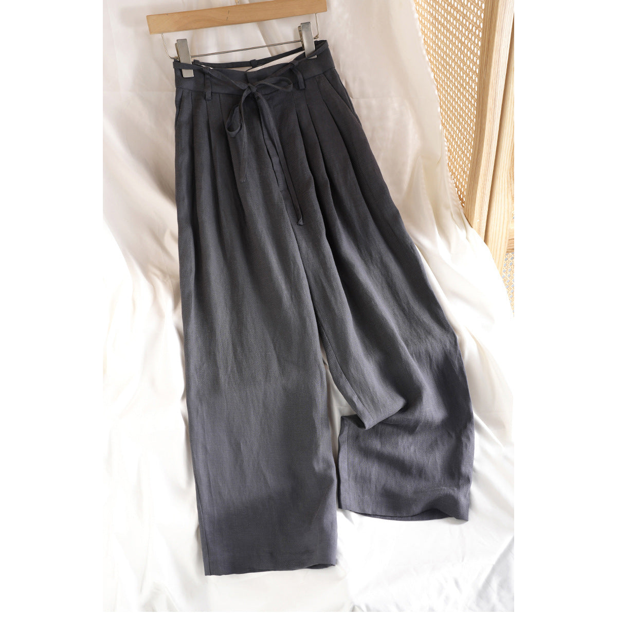 Pantalons en lin relaxés taille haute pour femmes Chic und Stil
