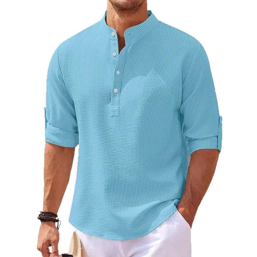 Chemise décontractée pour hommes avec col montant et surface texturée Chic und Stil