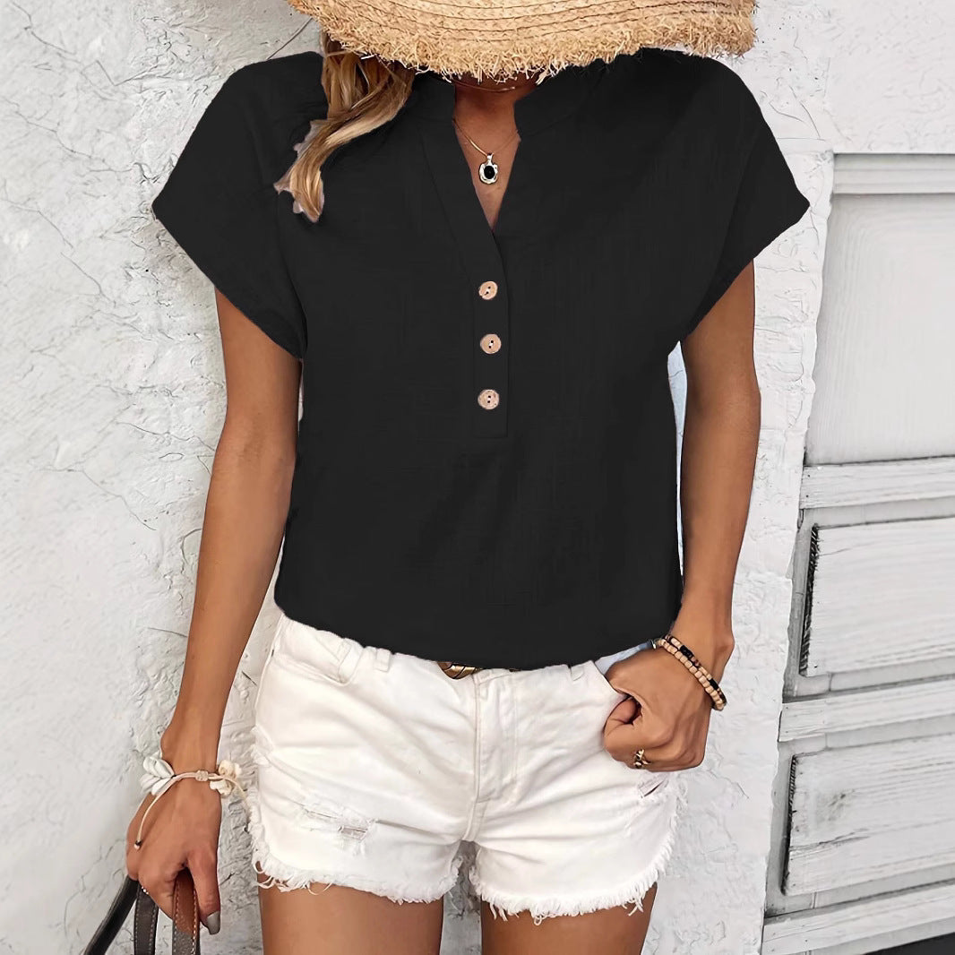 Haut décontractée pour femmes avec patte de boutonnage et élégant col montant Chic und Stil