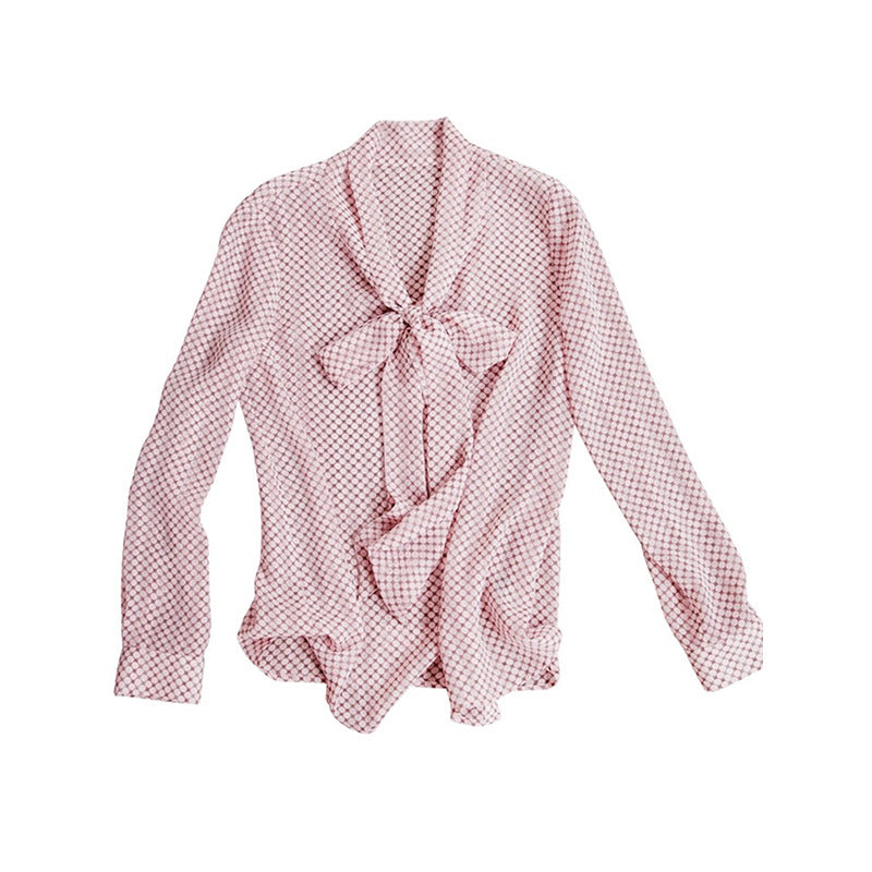 Blouse à col noué à pois pour femmes Chic und Stil