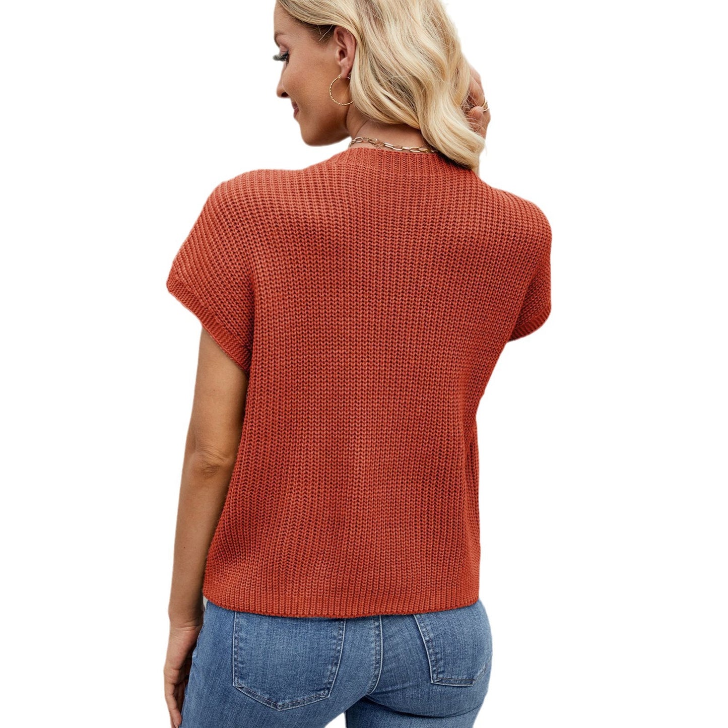 Women's knitted top with crochet pattern and chest pocket Chic und Stil