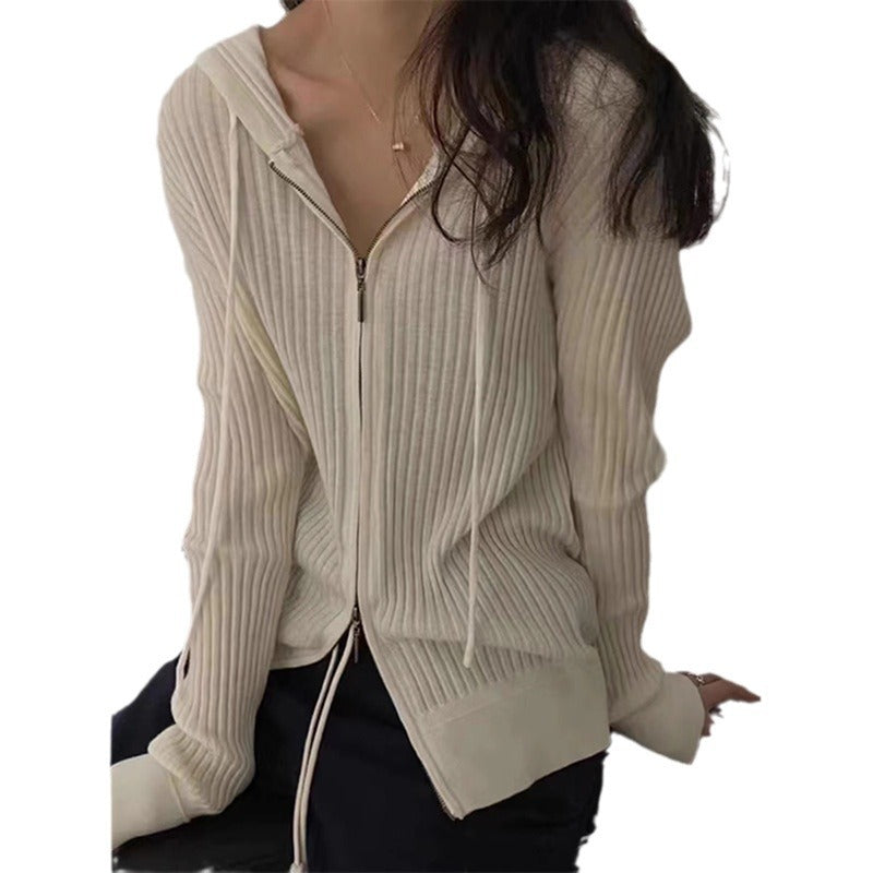 Veste en tricot côtelé à zip avant pour femmes Chic und Stil