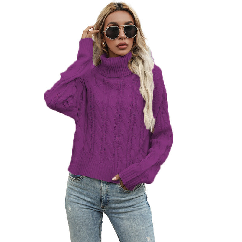 Pull en grosse maille pour femmes avec col roulé haut et motif torsadé marqué Chic und Stil