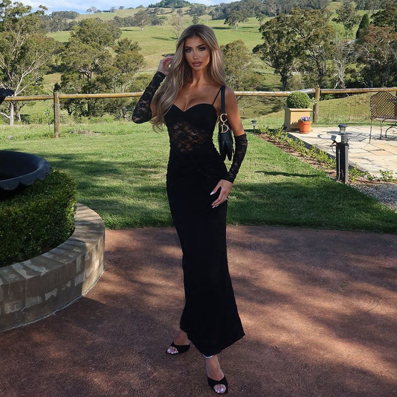 Robe de soirée avec un insert sans manches orné de dentelle pour femmes Chic und Stil