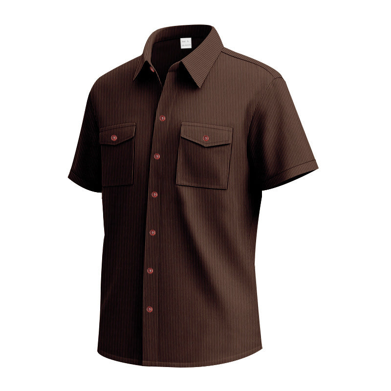 Chemise à manches courtes pour hommes avec un motif rayé pratique et deux poches poitrine Chic und Stil