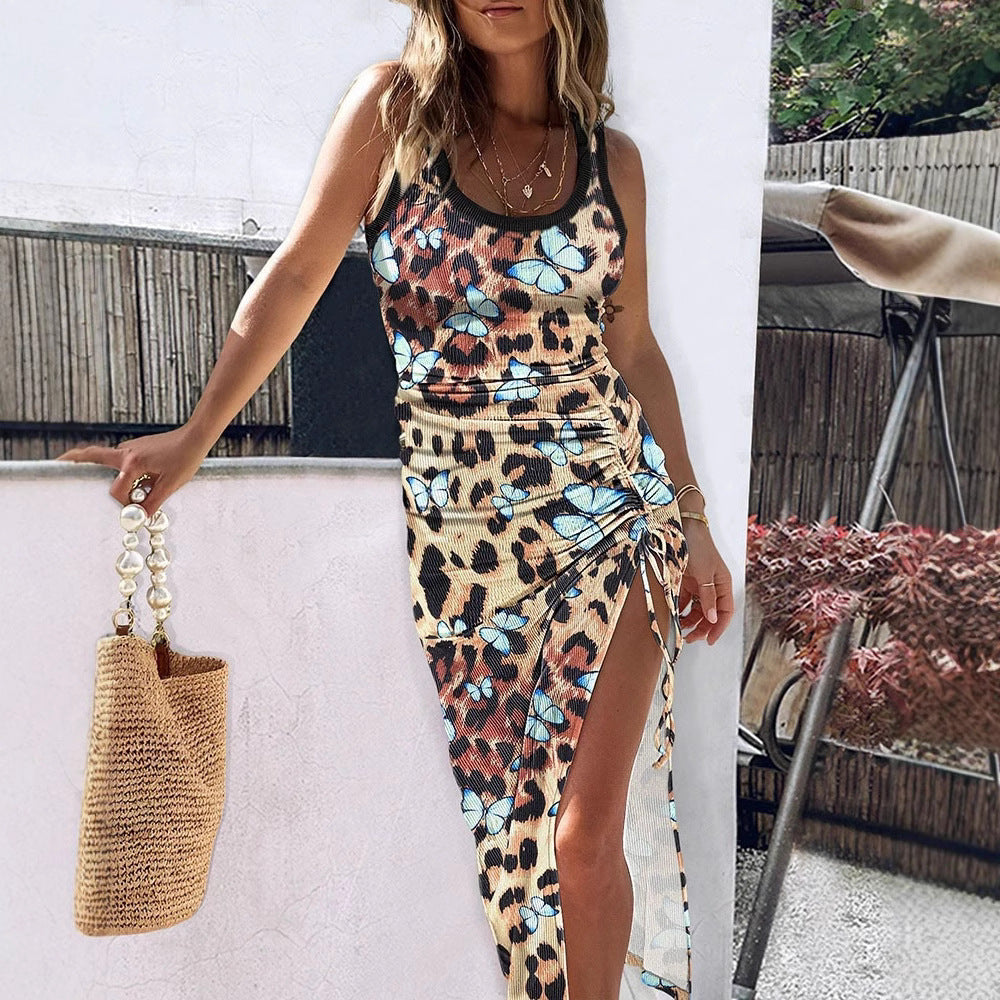 Robe maxi pour femmes avec fente latérale et imprimé papillon Chic und Stil