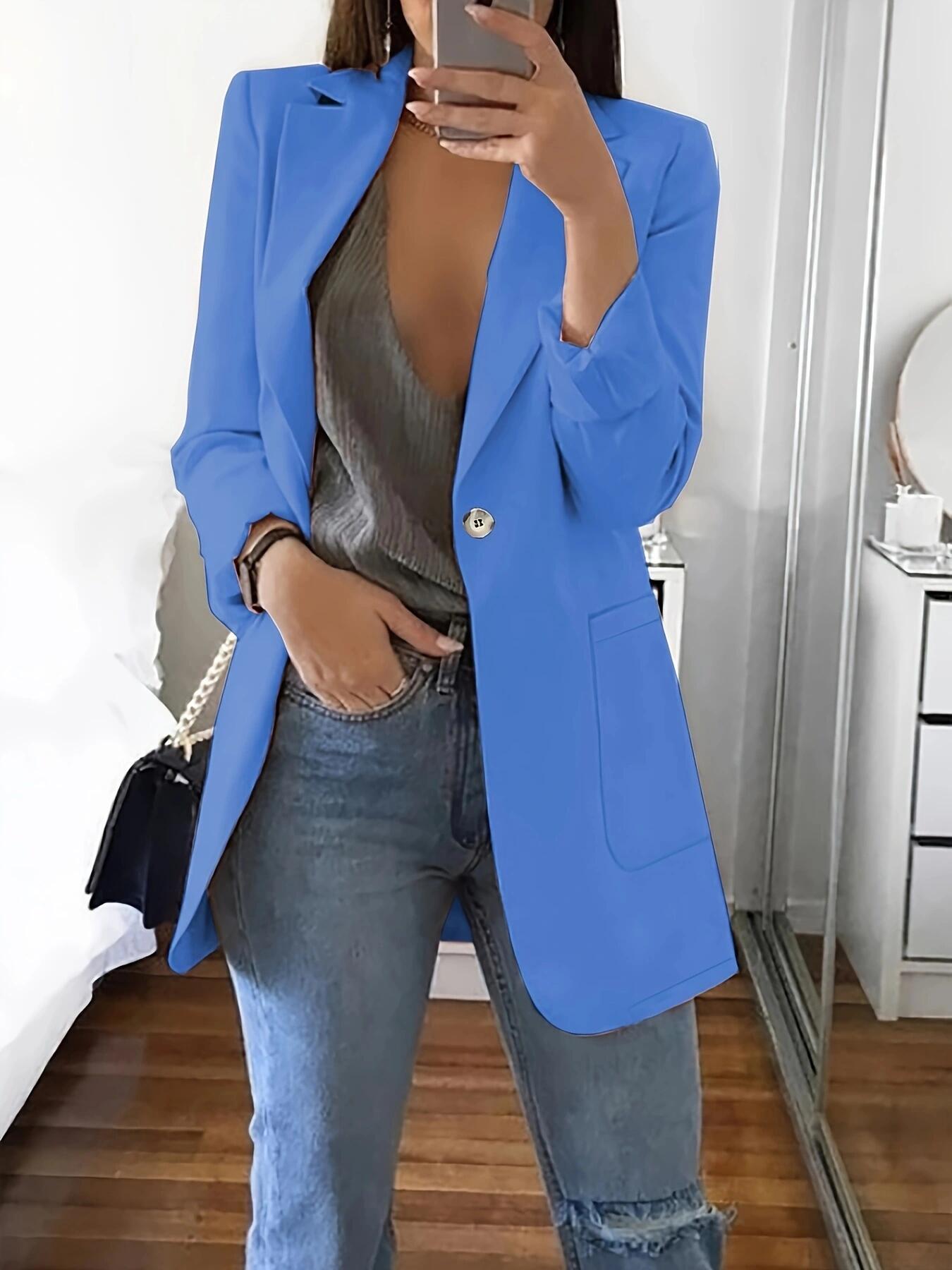 Veste élégante pour femme avec un décolleté en V profond et des poches pratiques Chic und Stil