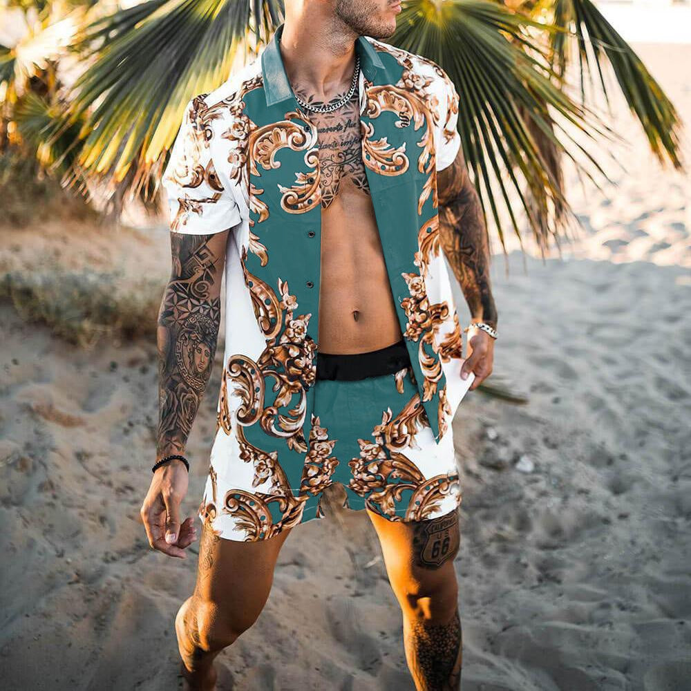 Hommes Ensemble élégant de t-shirt à manches courtes et shorts Chic und Stil