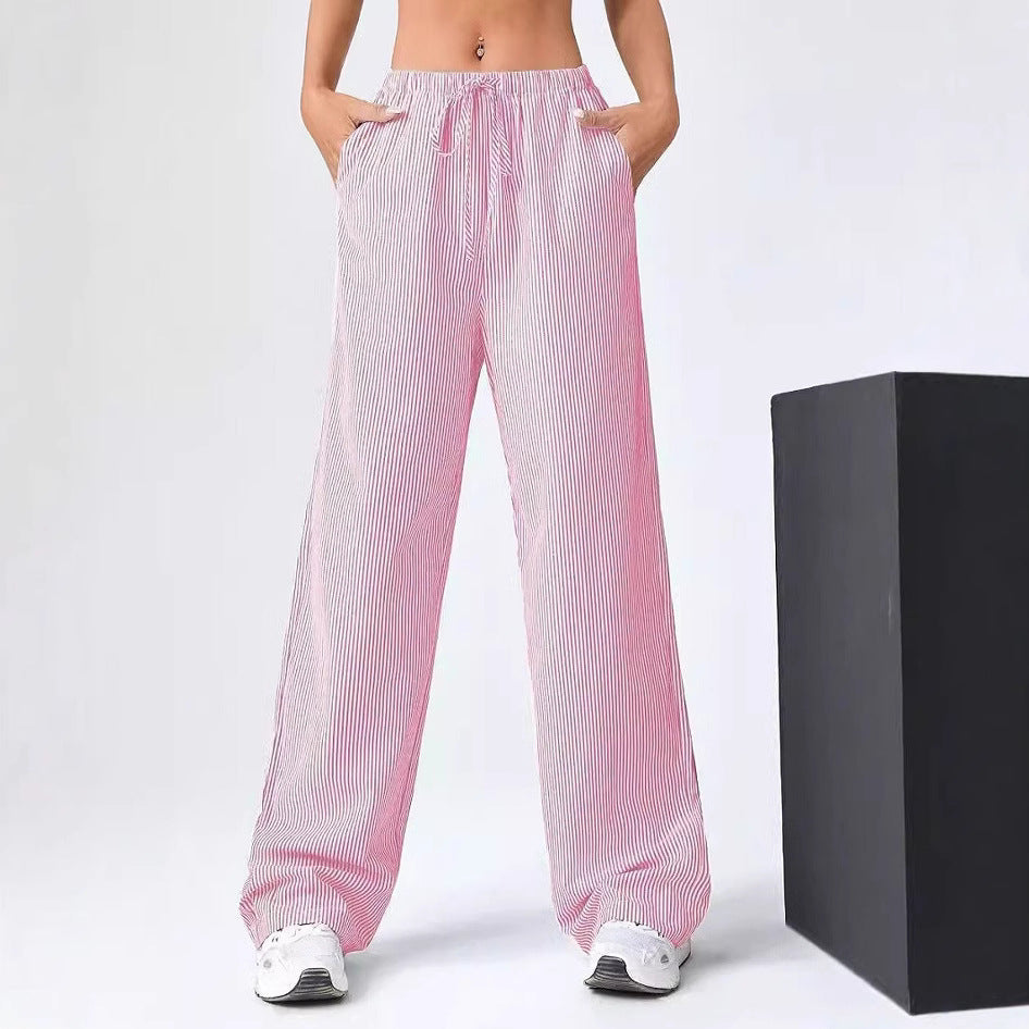 Pantalons larges pour femmes à rayures avec ceinture élastiquée confortable Chic und Stil