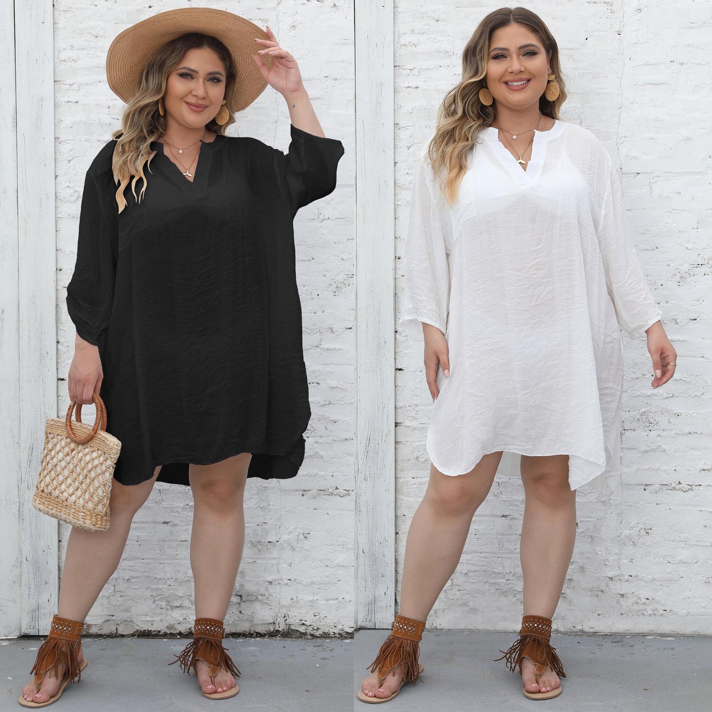 Femmes Robe Tunique de Plage Légère Chic und Stil