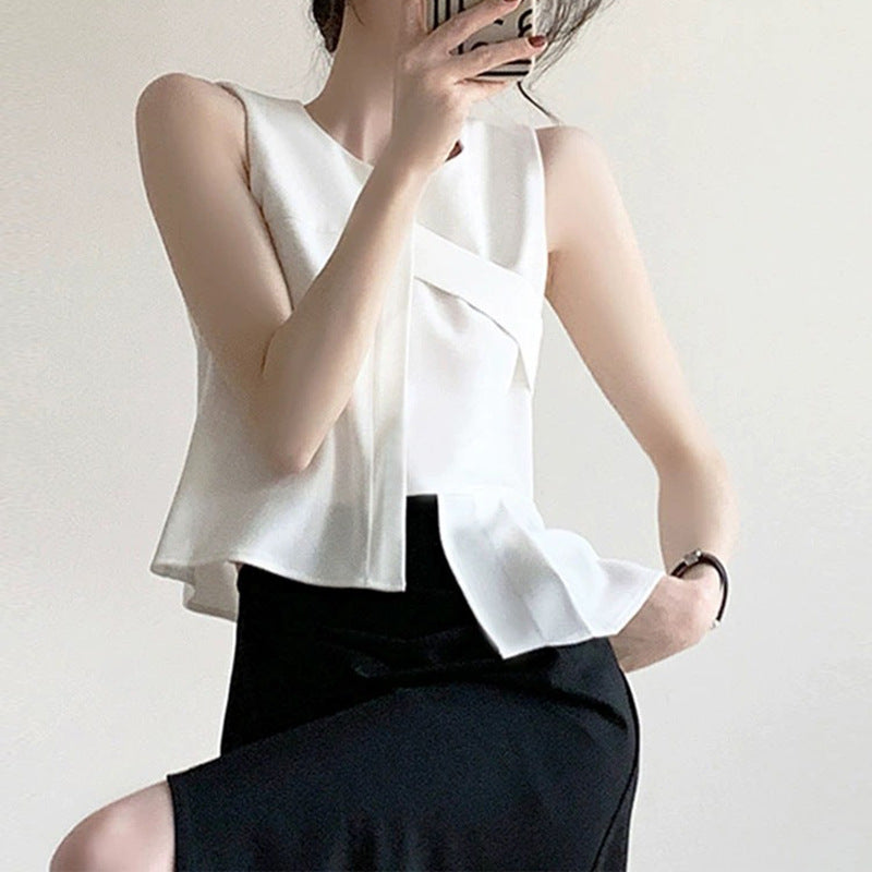 Haut asymétrique en gingham élégant pour femme Chic und Stil