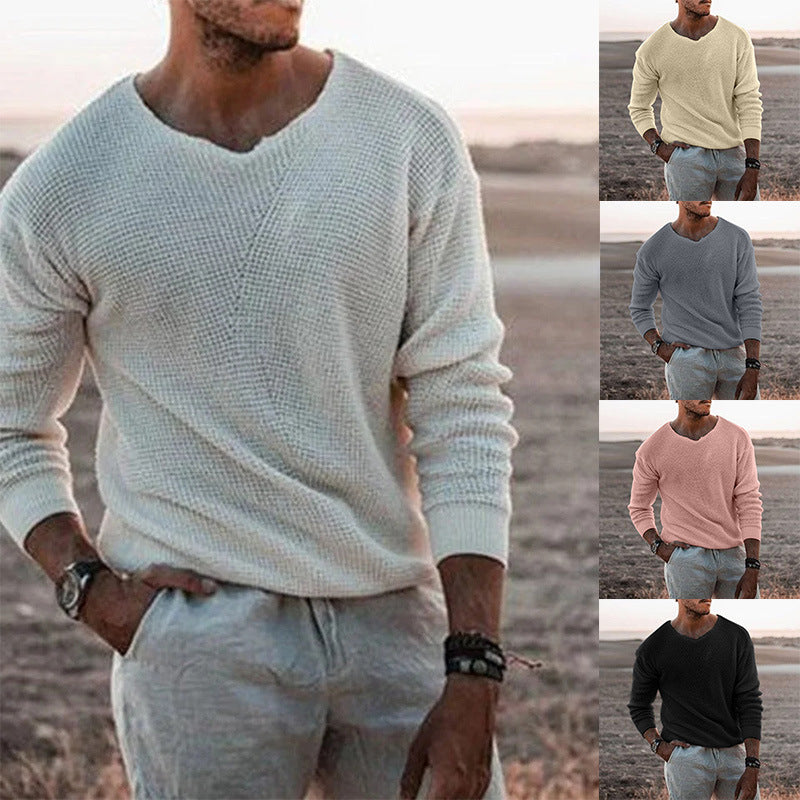 Pull Homme avec col V et design texturé Chic und Stil