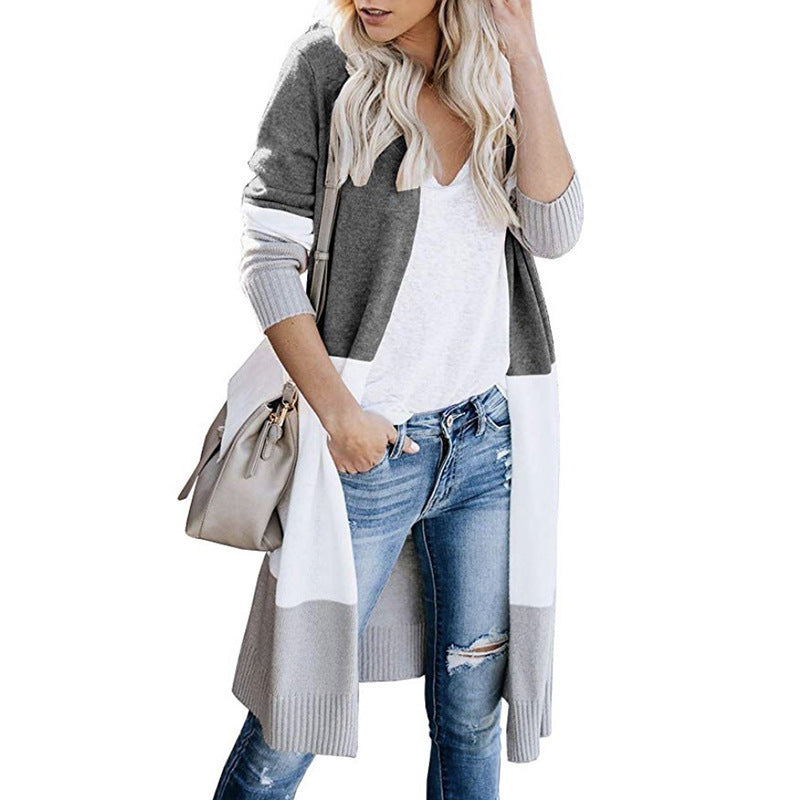 Oversized color block cardigan for women Chic und Stil