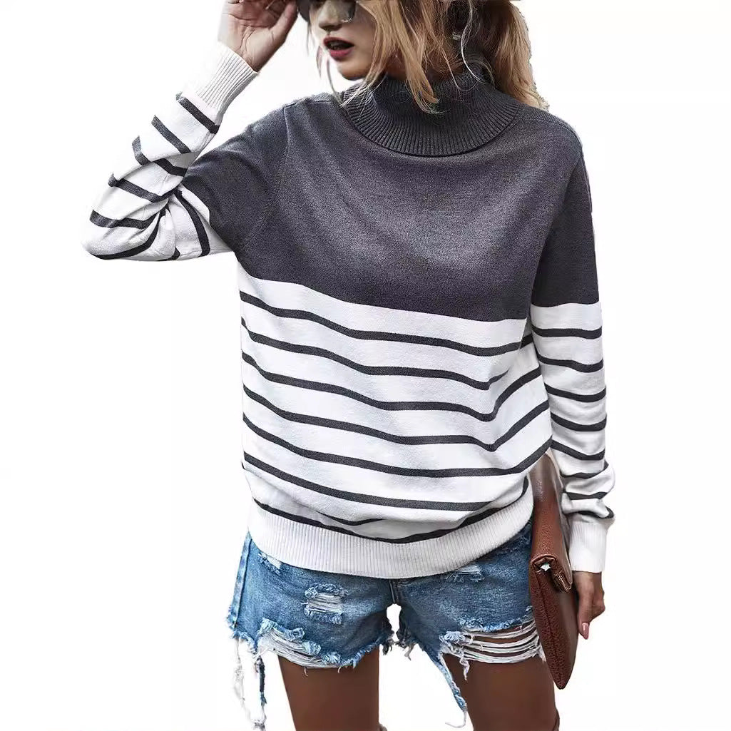 Pull col roulé confortable pour dames avec motif rayé Chic und Stil
