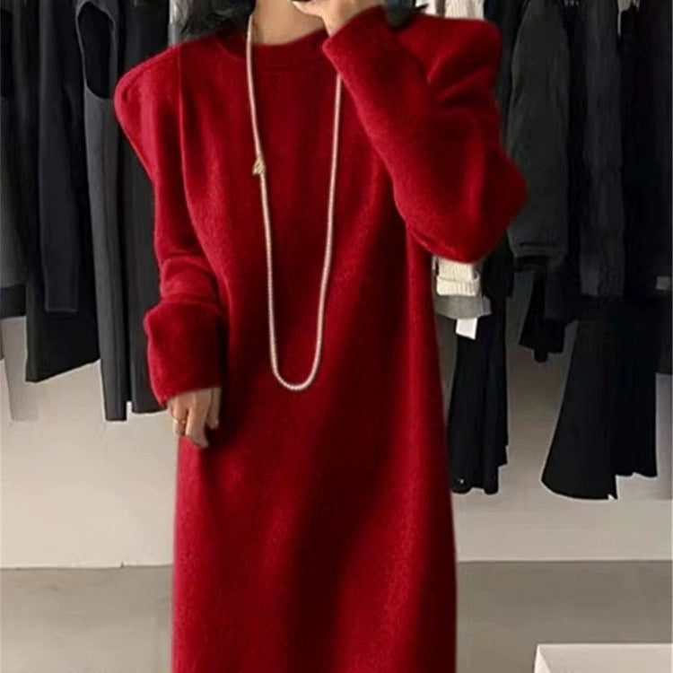 Robe en tricot élégante pour femmes avec des manches bouffantes et un col rond Chic und Stil