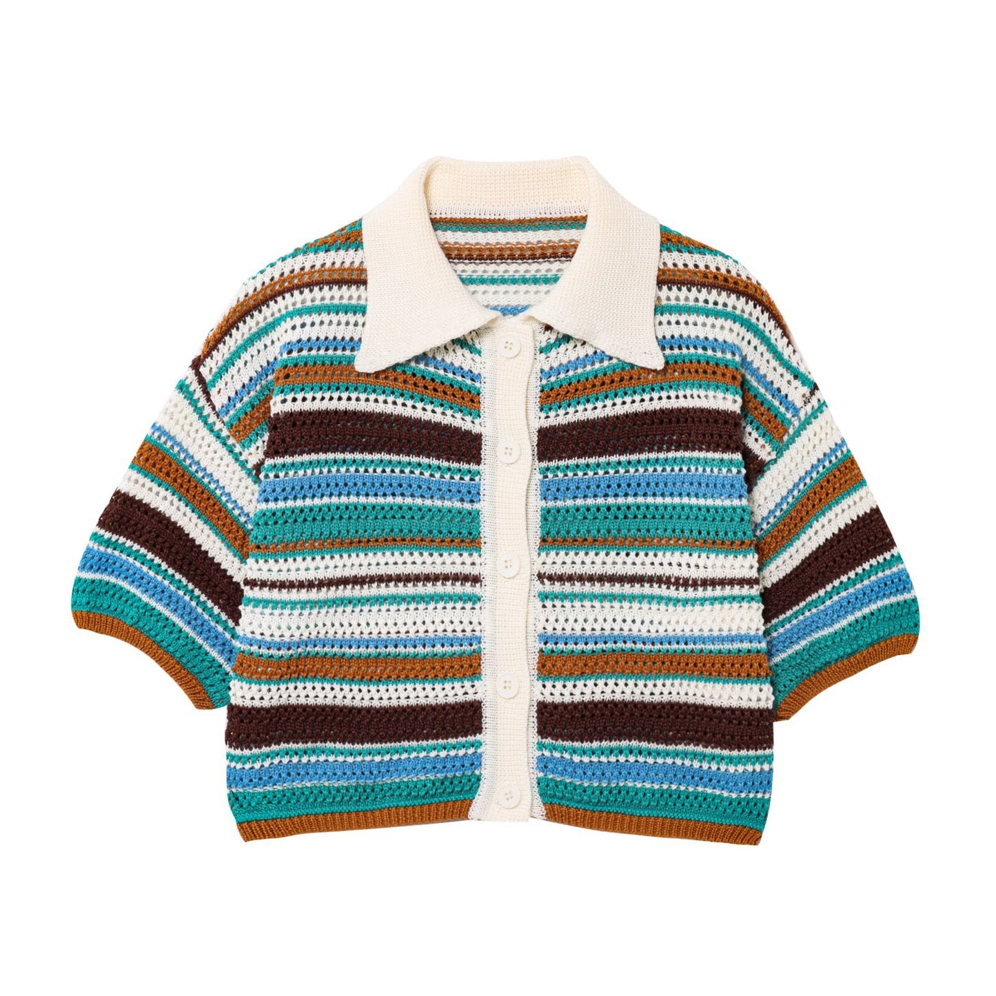 Shorts en tricot aérées pour femmes avec motif rayé coloré Chic und Stil