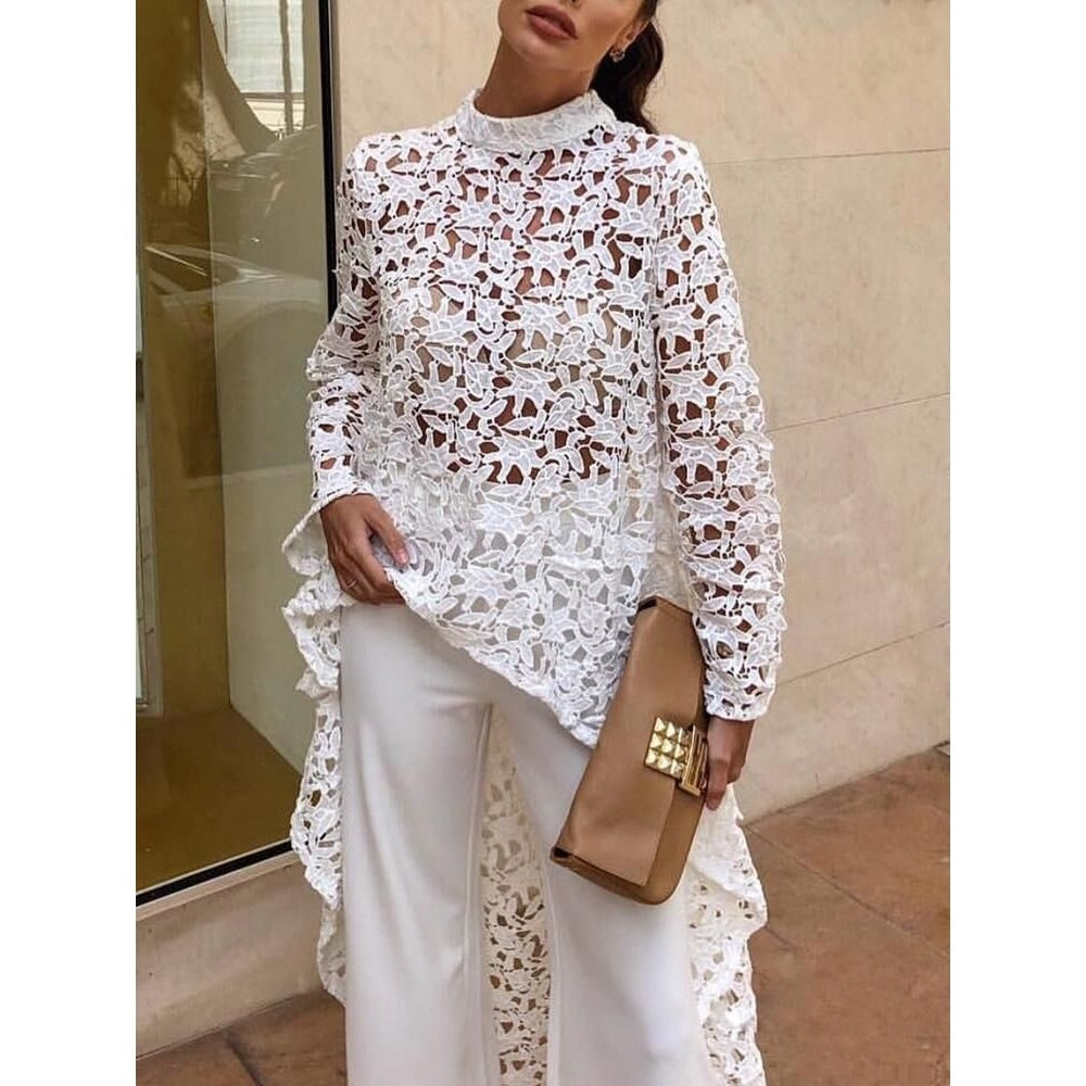 Haut en dentelle pour femmes avec ourlet asymétrique Chic und Stil