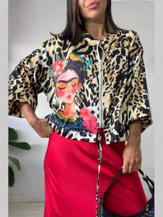 Veste bomber pour femmes avec imprimé animal et bords élastiques Chic und Stil