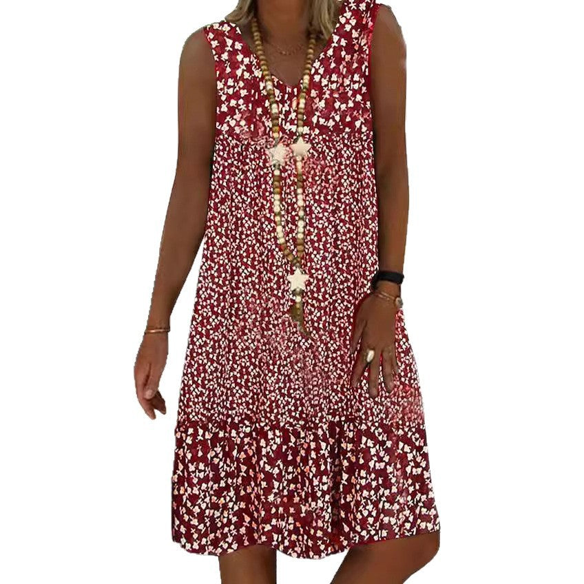 Robe maxi hippie pour femmes avec motifs floraux et détails en volants Chic und Stil