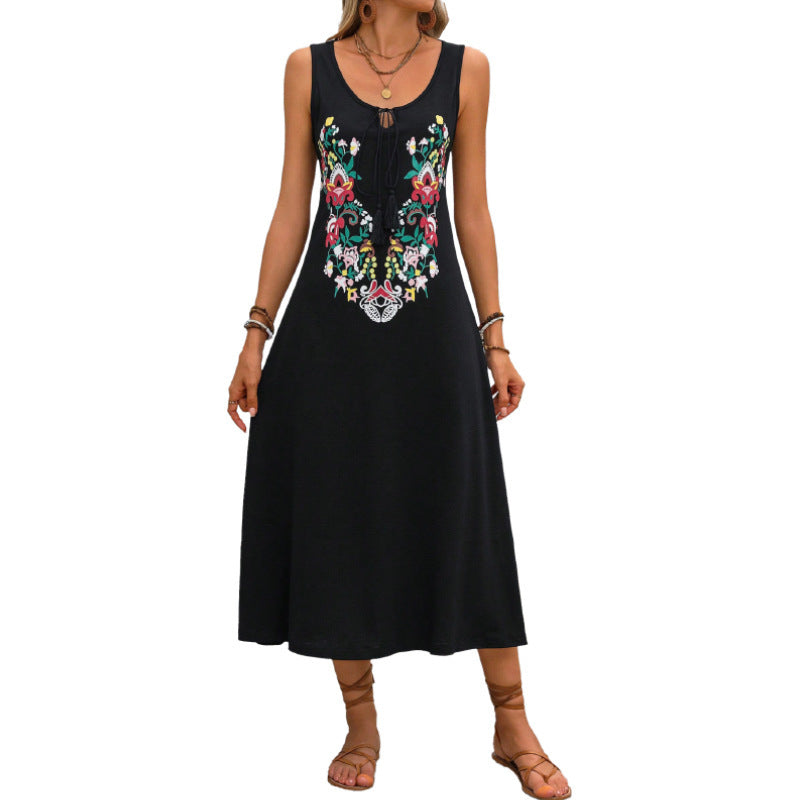 Femme Robe maxi A-line brodée Chic und Stil