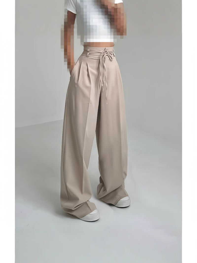 Pantalon chino ample pour femmes avec taille haute et cordon de serrage ajustable Chic und Stil