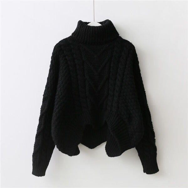 Pull-over en maille épaisse pour femmes avec col montant et motif en torsades Chic und Stil