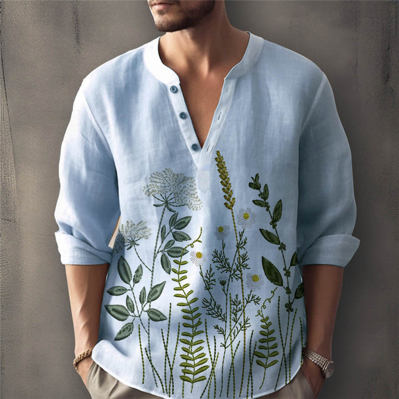 Chemise élégante pour hommes brodée de fleurs Chic und Stil