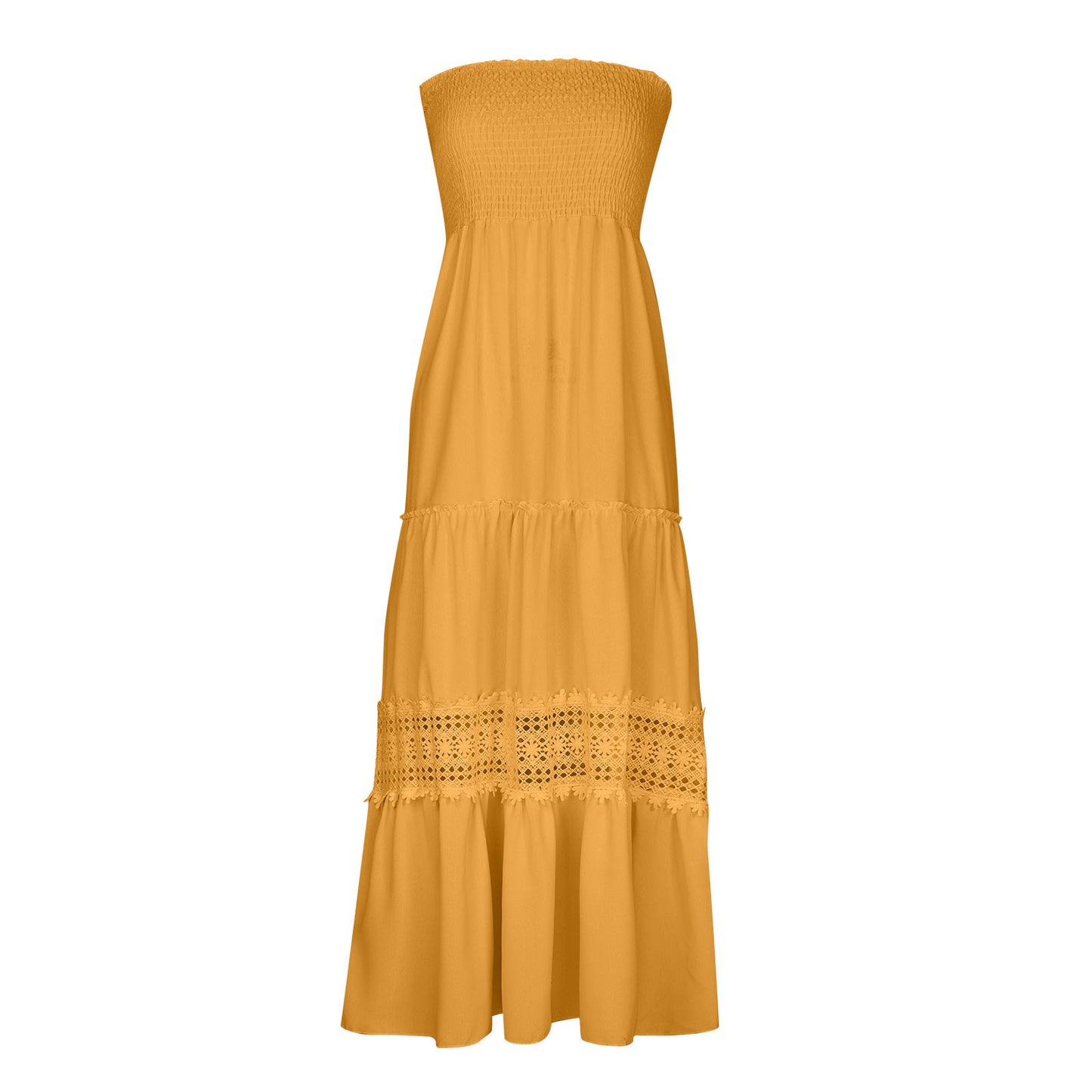Robe maxi bohème sans bretelles Chic und Stil