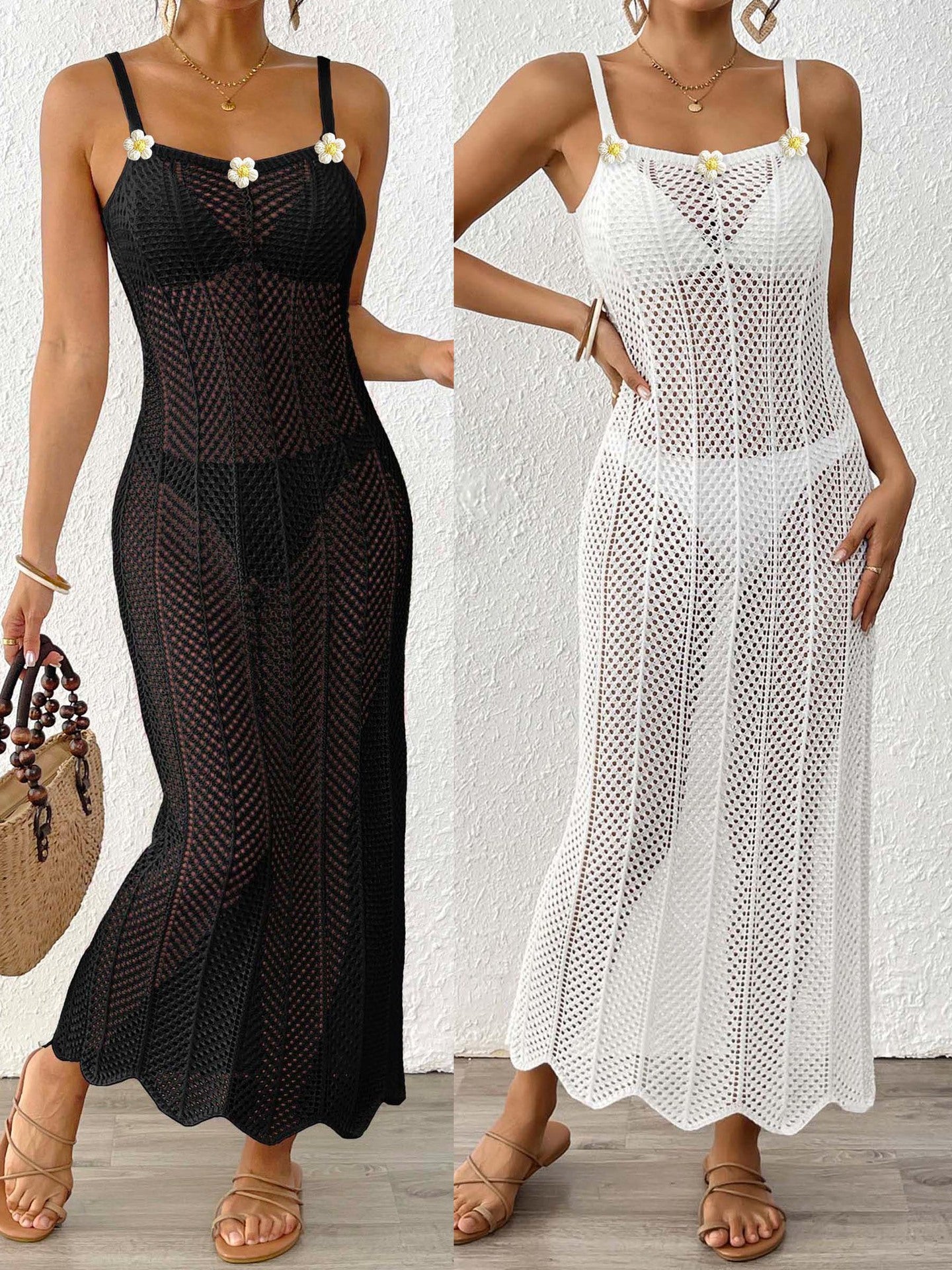 Robe de plage maxi en dentelle pour femmes Chic und Stil 1750920245