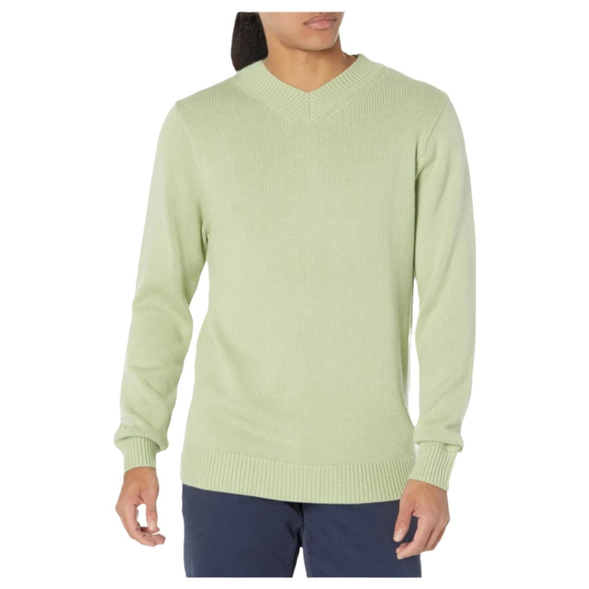 Pull en V à col pour hommes en tricot fin Chic und Stil