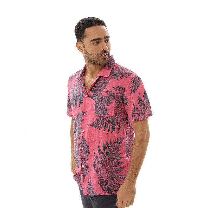 Chemise à manches courtes pour hommes au design tropical de feuilles Chic und Stil