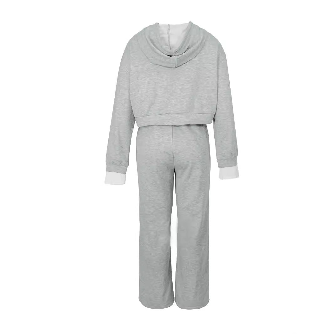 Ladies casual hooded sweatshirt and wide jogger pants Chic and Style