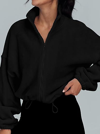 Pull-over en molleton décontracté pour femmes avec col haut et cordon de serrage Chic und Stil