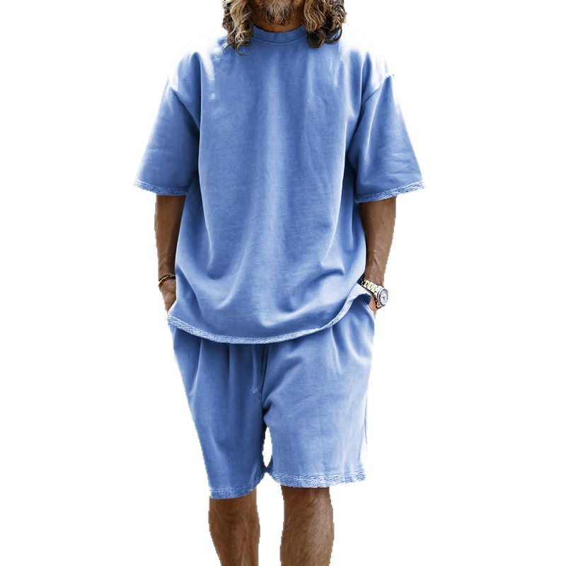 Ensemble décontracté surdimensionné pour hommes avec manches courtes et shorts tapered Chic und Stil