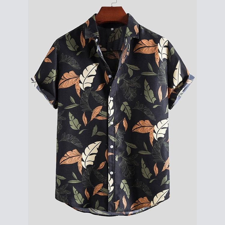 Chemise à manches courtes pour hommes avec motif floral et coton de haute qualité Chic und Stil