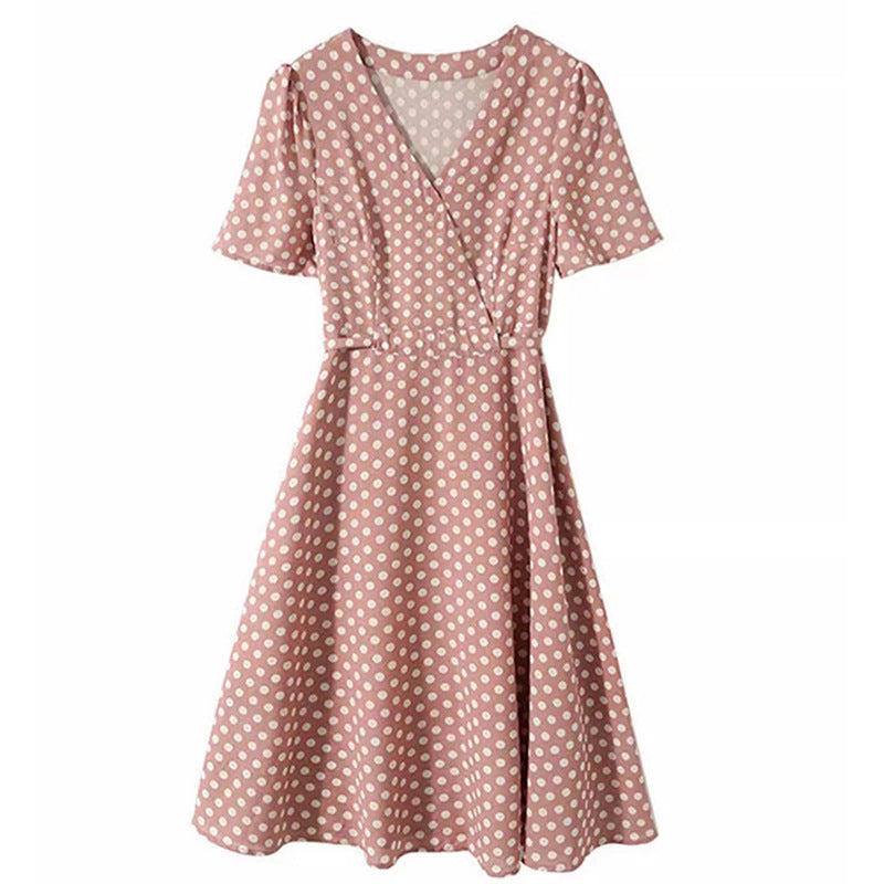 Robe midi portefeuille à pois pour femmes Chic und Stil