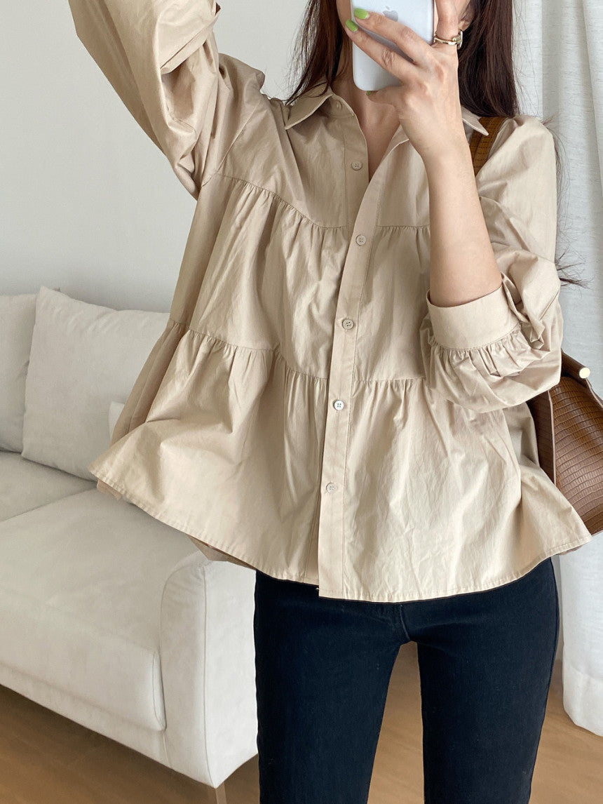 Blouse à boutonnage élégant en couches pour femmes Chic und Stil