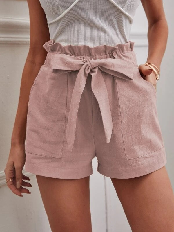 Shorts Tailorés pour Femmes avec Cravate et Poches Pratiques Chic und Stil