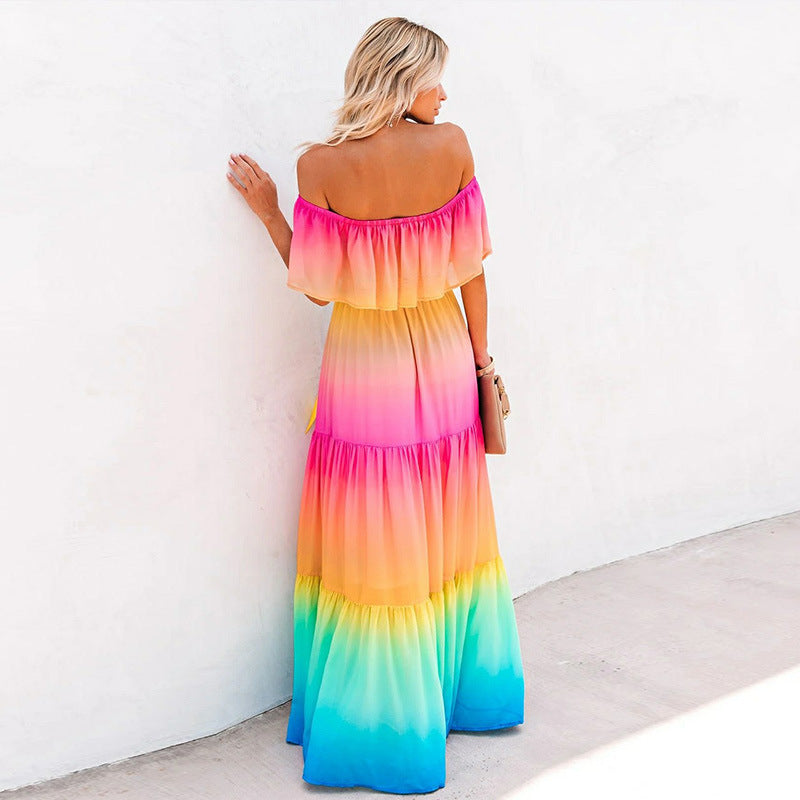 Robe maxi à épaules dénudées à volants Chic und Stil