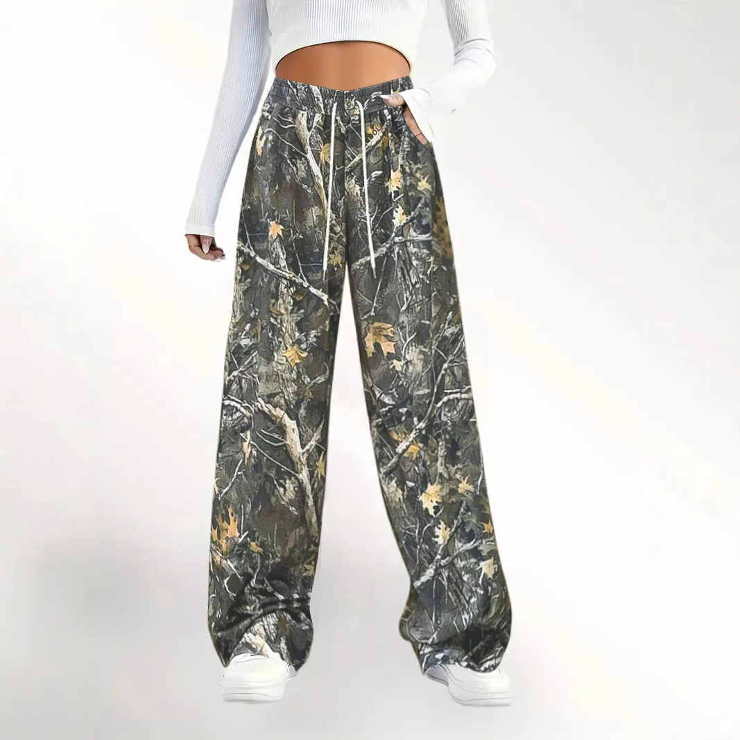 Dames Camouflage Détails Relaxed Fit Jogger-Pantalons Chic und Stil