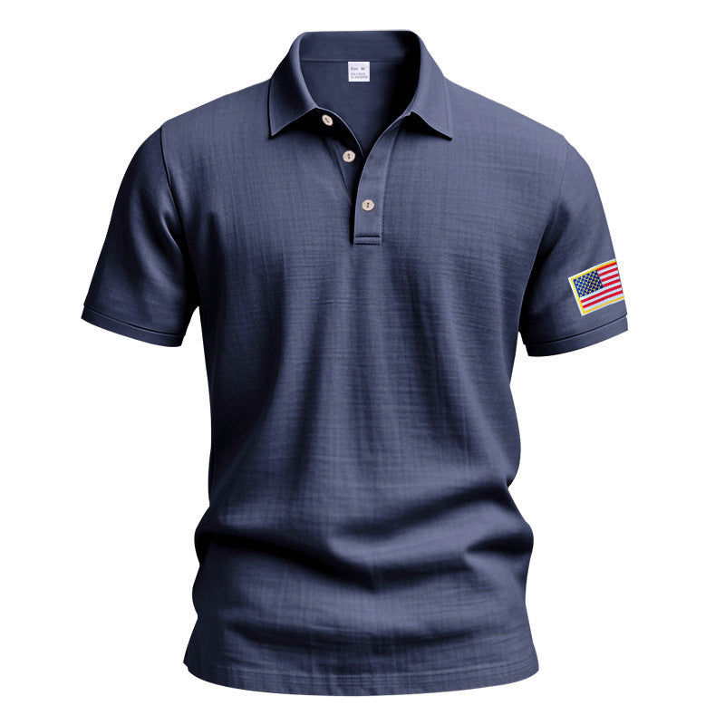 Polo sportif pour hommes avec motif de drapeau américain et technologie de régulation de l'humidité Chic und Stil