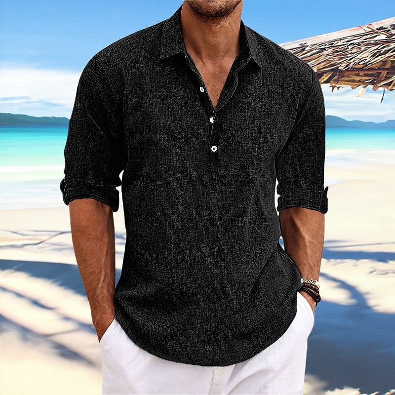 Chemise en lin léger pour hommes à manches mi-longues Chic und Stil