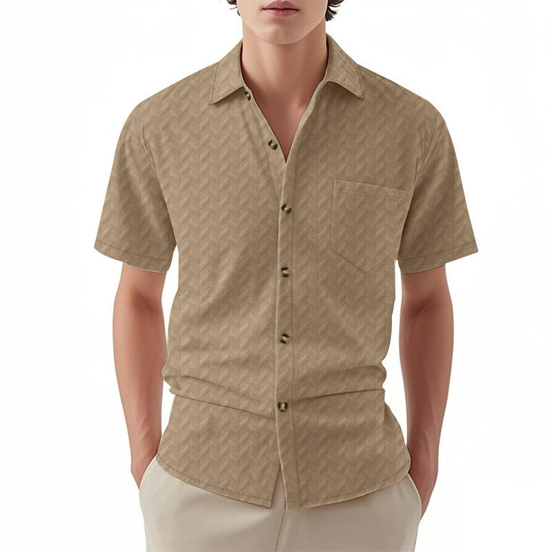 Chemise à manches courtes pour hommes avec design texturé et détail pratique de poche sur la poitrine Chic und Stil