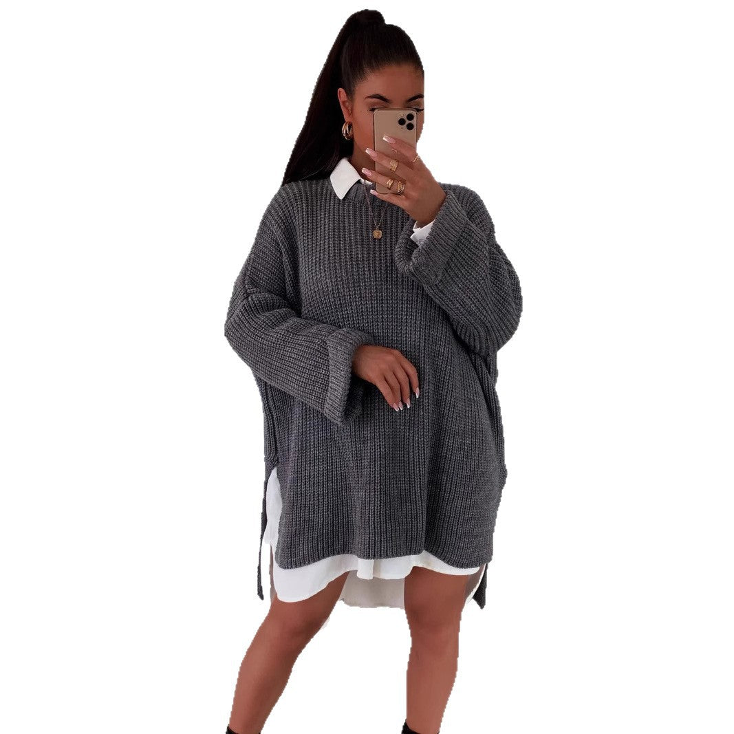 Pull oversized en maille épaisse pour femme avec décolleté en V et coupe décontractée Chic und Stil