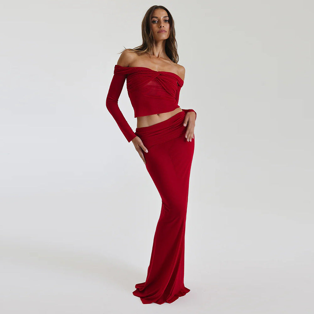 Robe de soirée deux pièces raffinée pour femmes en style off-shoulder Chic und Stil