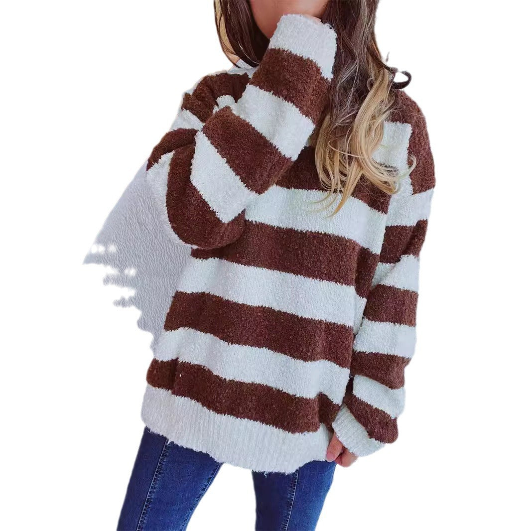 Pull-over rayé confortable pour femmes en matériau doux avec une coupe large Chic und Stil